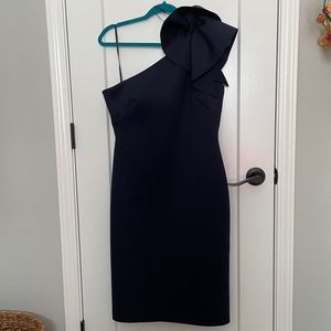 Navy Eliza J. One Shoulder Ruffle Cocktail Dress